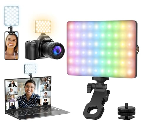 Video Licht RGB, Youlisn 120 LED Handy Selfie Licht mit 7 Lichtmodi, 3000 mAh Kamera Licht Klein Dimmbare 2500K-9000K, Fotolicht für Handy, iPhone, Makro Aufnahmen, Produktfotografie, Tiktok, Vlog