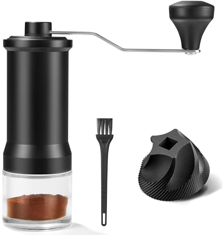 Manual Coffee Grinder, Adjustable Coarseness, Ceramic Grinding, Portable Coffee Grinder Manual for Aeropress, Hand Pour, French Press, Espresso(Black)