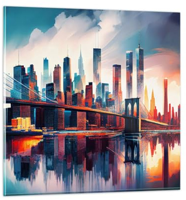 Vidrios decorativos Ciudad Puente Arquitectura Cuadro Sobre Vidrio Moderno 60x60cm Decoracion Salon Cocina Cuadros Pared Impresiones Grande Impresión en Cristal Wall Art Prints GAC60x60-5918