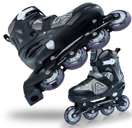 Apollo Champion, größenverstellbare Inliner für Jungs und Mädchen ab Größe 31, für Damen und Herren bis Größe 42, hochwertige Inline Skates für Kinder und Erwachsene mit LED Rollen