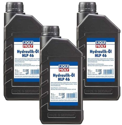 LIQUIMOLY 1117 OLIO IDRAULICO HLP 46 A BASE MINERALE ADATTO PER PISTONI IDRAULICI, MACCHINE POMPE E IMPIANTI. CONFEZIONE : KIT PROMOZIONE 3 LITRI