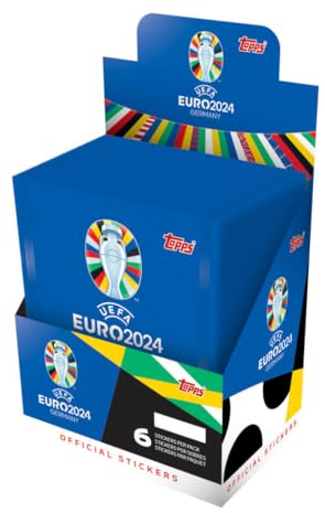 Topps Offizielle EURO 2024 Sticker Collection - Full Box Bundle - 200 Päckchen Euro 2024 Aufkleber in 4 vollen Boxen (50 Pakete pro Box) 1200 Aufkleber pro Bündel