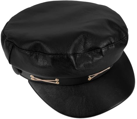 GALPADA Chapeau Beret Similicuir Casquette avec Chaîne pour Activités Plein Air Solaire Et Accessoire De Mode