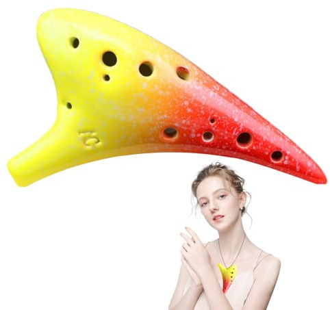 Instrument Colorful 12 Hole Alto C Ceramic Vessel Flute | Ceramic Flute Musical Instrument for Children Beginners Kids Students Music Class Practice Schools Players