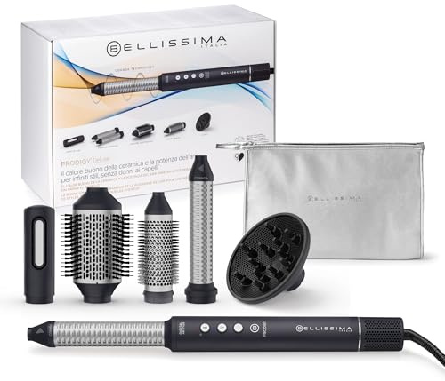 Bellissima Imetec Prodigy Deluxe - Air Styler Digitale 6 in 1 per Capelli Ricci, Mossi o Lisci - Asciuga & Modella Senza Danni con Tecnologia Ion-Ceramic & Coanda