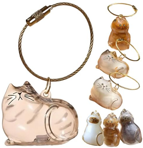 Porte-clés capsule commémorative en poils de chat – Transparent pour ranger la fourrure et la moustache, bouteille souvenir portable en forme de chat, cadeau de souvenir pour les amoureux des chats