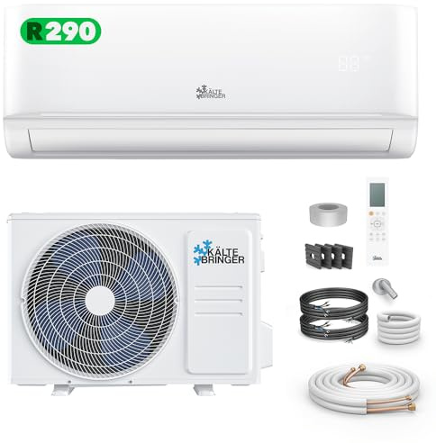 Kältebringer R290 Split Klimaanlage - 12000 BTU - 3,4 kW - Propan Klimagerät mit Heizfunktion, WiFi & App, bis 55qm, sehr leise - 5m Kupferleitung, Kältemittel R290, Montagematerial