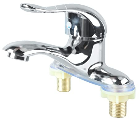 Qudinip 2 Hole Bathroom Faucet, Single Handle Sink Faucet, Basin Mixer Tap Zinc Alloy Arc Design Glossy Finish Hot Cold Water Control for Bathroom Kitchen Hotel