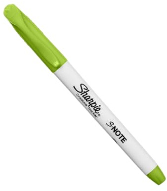 Sharpie S‑Note Creative Marker - Highlighter Chisel Tip Lime Yellow Ink | Water-Based Pastel Marker | Dual-End for Highlighting, Drawing, Journaling & More | Single Count