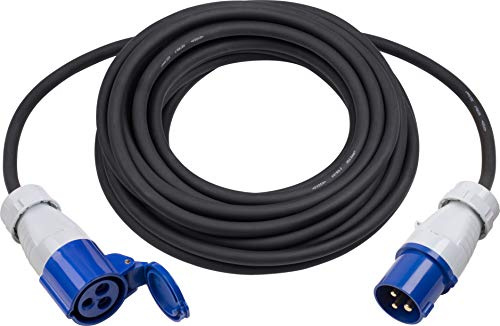 Meister Camping CEE-Verlängerungskabel 10 m – 16 A / 230 V – IP44 – für außen (IP44) – H07RN-F3G 2,5 mm² Kabel, Schwarz/Blau
