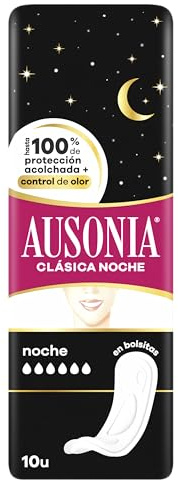 Ausonia Classic Noche Compresas sin alas, 10x8 Unidades, compresas