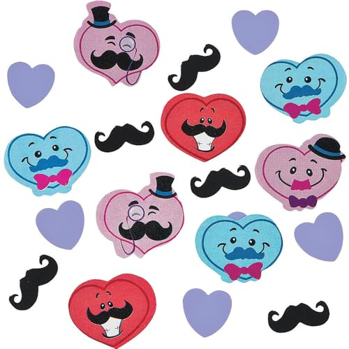 Fun Express - Valentine Mustache Confetti for Valentine's Day - Party Decor - General Decor - Confetti - 1 Piece