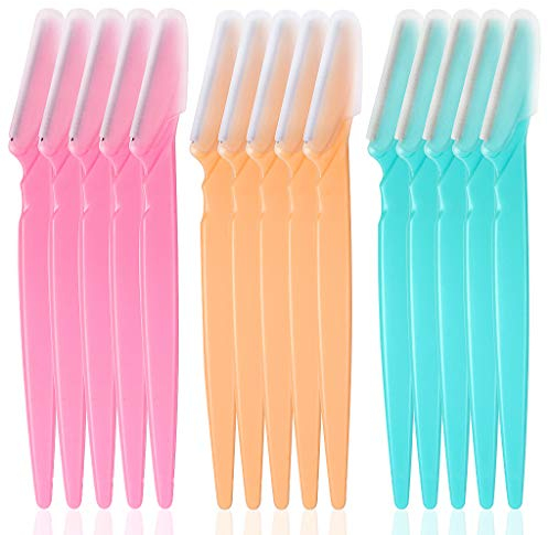 15 Pieces Eyebrow Razors Eyebrow Trimmer Portable Facial Hair Remover with Precision Cover for Women and Men