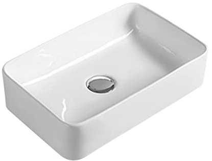 Nuie NBV179 Modern Rectangular Bathroom Counter Top Sink Basin, White