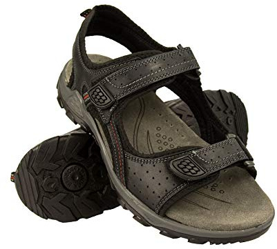 Zerimar sommarvandringsandaler Herr | Sandaler Vandring | Lädersandaler | Sandaler sommar män | Sandaler Sommar | Färg: Svart Storlek 46