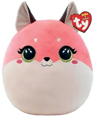 Ty - Morbido Peluche Cuscino - Squish a Boos - Volpe - Rosa - Roxie - Con occhioni dorati glitter - Ottima idea regalo per grandi e bambini - Ideale per ogni occasione - 22 cm- 39223