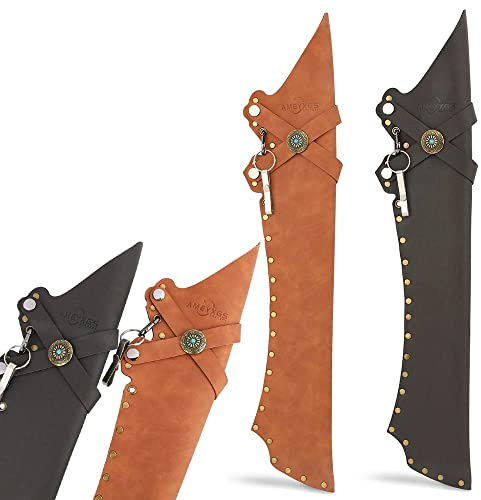 wolfman Tir à L’Arc Hanche Carquois pour Flèche Taille Suspendue Flèche Carquois Traditionnel en Cuir Fait à La Main Carquois Support Léger Droit/Gauche pour Le Tir de Chasse à L’Arc (Noir)