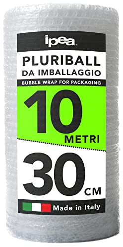 IPEA Pluriball för förpackning och leverans – 10 meter x 30 cm rulle – Tillverkad i Italien – Luftbubblor för skydd, fyllning, förpackning med föremål i transporten – Anti-rivning och stötsäker