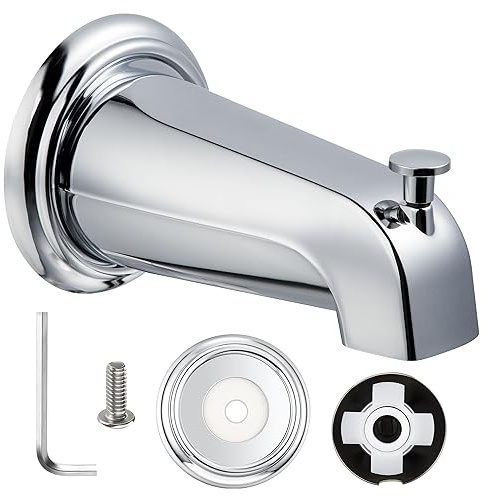 Dreyoo Slip On Diverter Tub Spout with Metal Cover Ring and Foam Gasket, Compatible with Kohler GP85556-CP, Bathroom Bathtub Faucet Set Replacement Fits 1/2'' Copper Water Tube (Polished Chrome)