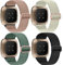 Zspoly 4 Stück Stretch Nylon Armbänder, Kompatibel Mit Fitbit Versa 4/3, Sense 2/Sense - Einstellbare Weiche Woven Übung Armband für Männer und Frauen