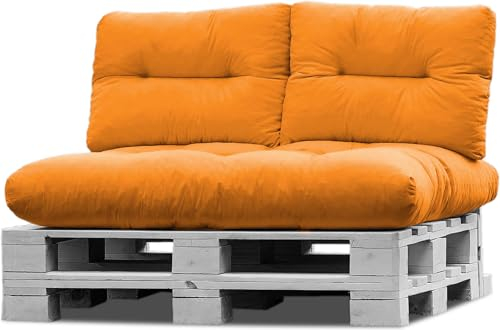normani Palettenkissen Set Sofa Sitzkissen wasserdicht mit Rückenkissen Outdoor Palettenauflagen (Sitzkissen Gesteppt 120x80) Farbe Terracotta