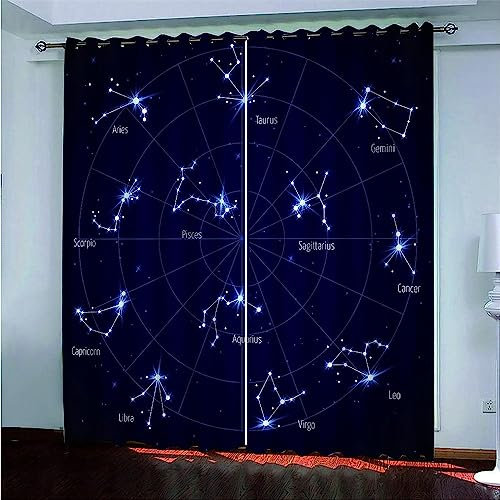 Verdunklungsvorhänge Kinderzimmer Konstellation 2 Stück Vorhang Blickdicht Ösenschal Kindergardinen Junge Verdunklungsgardine Größe: 2 X 2 X 75 X 166 Cm - Rauschunterdrückung Wärmedämmung -5O0B9O9H4B7