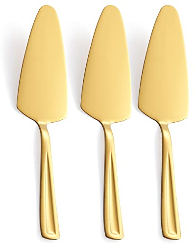 GoGeiLi - Set di 3 Palette per Torte Dorate in Acciaio Inox, 23,6 cm, per Pizza, Pasticceria, Formaggio e Dolci, Lavabile in Lavastoviglie