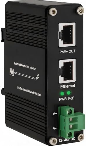 xoxnikior Industrial Gigabit PoE+ Injector, 30W, 6KV Surge, DIN-Rail