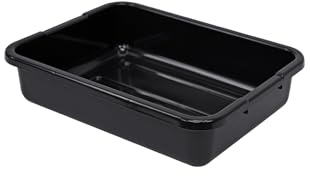 Quantum FSB-21155RBK 21 Bussing Tub with Ribbed Bottom | Utility Plastic Storage Wash Basin Container for Commercial Restaurant Kitchen | Built-in Handles, 21L x 15W x 5H, Polypropylene, Black