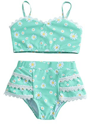 Queue de Sirene Enfant Robe Maillot Summer Toddler Girls Lace Dot Prints Rufflesbain Deux piècesbain Bikinibain Une Pièce