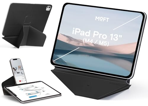 MOFT Dynamic Folio Hülle für 13 iPad Pro (M4 2024/M5 2025), Schlanke Magnetische Tablet Hülle mit Ständer und über 20 Betrachtungswinkeln, Auto Wake/Sleep-Funktion - Tiefschwarz