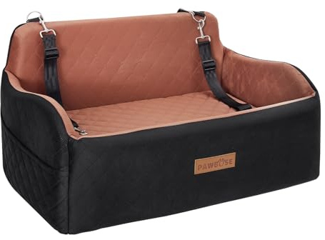 PAWBOSE Seggiolino auto per cani di taglia media/grande sotto i 25 kg o 2 cani di piccola taglia, imbottitura in tessuto morbido, imbottitura in memory foam, comodo seggiolino auto rimovibile e