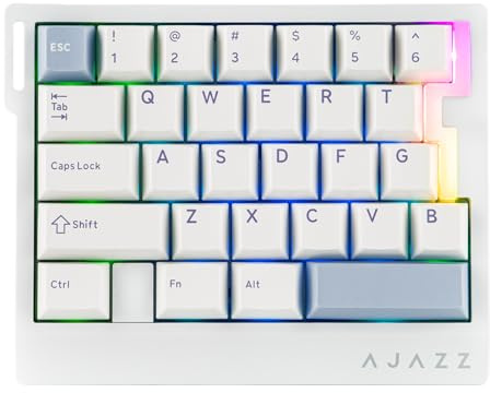 MechLands AJAZZ AK029 One Handed Gaming Keyboard, 8Khz Polling, 29 Keys Rapid Fast Wired Keyboard, SOCD & DKS, Magnetic Switch, Adjustable Actuation, RGB Backlits, Aluminum Plate (White)