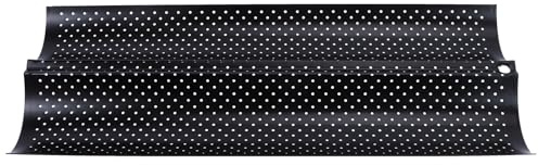 TOVINANNA Molde para Hornear Pan Francés Pequeño Negro Bandeja para Baguettes 2 Ranuras Herramienta de Cocina Antiadherente para Hornear Pan en Hogar