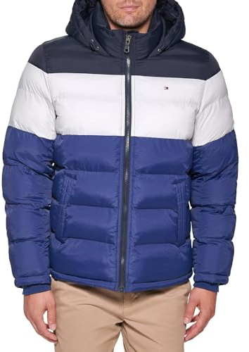 Tommy Hilfiger Doudoune à capuche pour homme en duvet synthétique, tailles standard et grandes tailles, X-Large