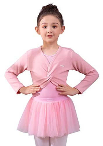 s.lemon Tanz Ballett Pullover Strickjacken Langarm Tanzpullover für Kinder Mädchen (Rosa, XL/Körpergröße: 125-135 cm)