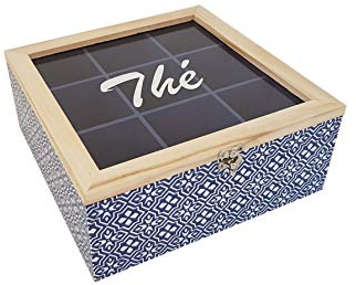 Boîte à Thé Azulejo en Bois avec 9 Compartiments