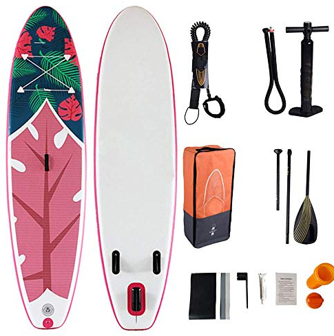 SHENGXUAN Aufblasbare SUP Board Set Stand Up Paddle Board 10.6' Surfboard 3 Finnen Wassersport, Komplettes Zubehör, Max 150kg Alu-Paddel Transporttasche Boards für Stand-Up Paddling 320x76x15cm