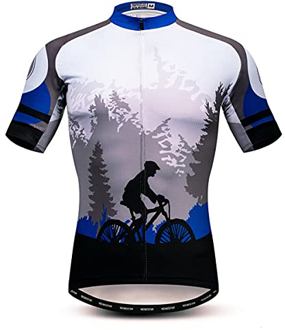 PSPORT Men's Cycling Jersey Funny Bike Shirt Short Sleeve Road Biking Jersey Man Bicycle Clothing Tops with 3 Rear Pockets