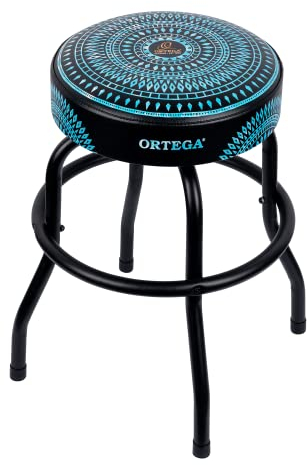 Ortega Guitars gepolsterter Stage Hocker –für Bühne, Bar, Studio, Showroom – 61 cm Höhe – Blue Kaleidoscope (OBS24-BLKC)