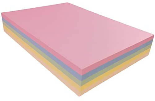 BCreativetolearn A4 blandade pastellfärgade kort 160 gsm 250 ark 5 färger - används för korttillverkning, utskrift, kopiering, ritning, konst och hantverk.