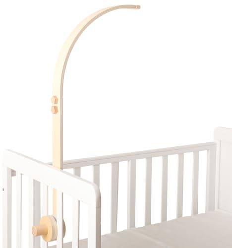 Promise Babe Baby Mobile Holder legno lettino, arcobaleno design curvo legno naturale Mobile Holder Playpen Baby Frame Bar appendere Wind Chime Bed Bell Crib Holder Arm Deco