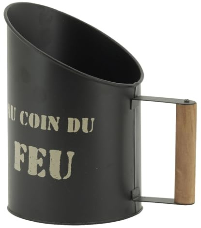 AUBRY GASPARD - Pelle à Pellets Métal Noir Au Coin du Feu - Finition Laquée - Poignée Bois 4 x 10 cm - 13 x 13 x 20 cm - Livrée Montée - Poids 0,31 kg - Design Ergonomique pour Poêle à Granulés