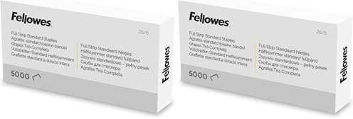 Fellowes Staples 26/6mm for Full Strip Staplers – Box of 5000, 2 Pack – Silver