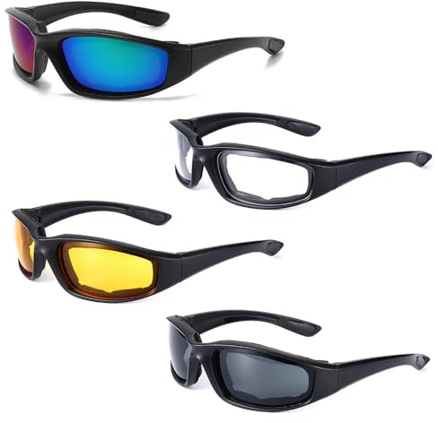 Mineup 4PCS Polarized Sports Sunglasses for Men Women, Cycling glasses, Windproof Cycling Glasses, Polarized Driving Riding Lens Sun Glasses for Motorcycle Bicycle Outdoor Activity Sports Hunting