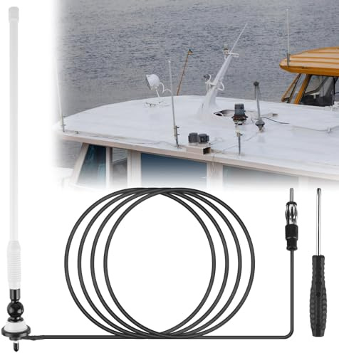 Antenna in gomma molto flessibile, flessibile per auto barca marina FM AM Radio Antenna FM, antenna radio marina stabile per ATV UTV barca yacht trattore camion FM 40,5 cm bianco