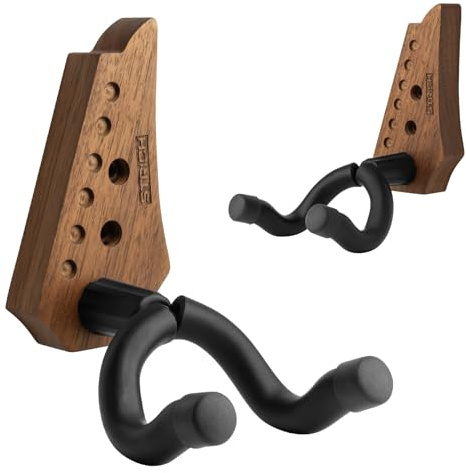 STRICH Guitar Wall Mount,Walnut Base Guitar Hanger,U-Shaped Guitar Wall Hanger Mount with Screws, Guitar Holder Hook Stand Wall for Electric,Acoustic Guitar,Banjo,Bass(2-Pack)