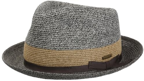 Stetson Contrast Brim Player Toyo Strohhut - Zweifarbiger Hut - Moderne Diamond-Krone - Mit UV-Schutz 40+ - Damen & Herren - Frühjahr/Sommer braun L (58-59 cm)