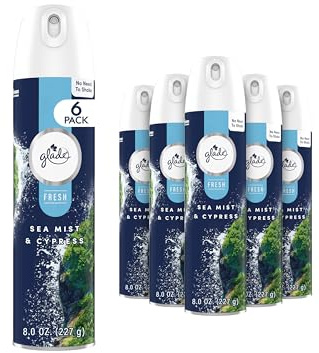 Glade Air Freshener Room Spray, Sea Mist & Cypress, Odor Fighting to Deliver Long Lasting Freshness, 8 Oz, 6 Count
