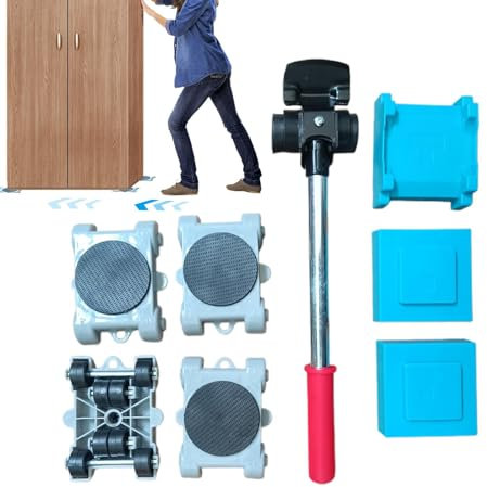 Dispositivo di sollevamento per elettrodomestici con ruote, set di attrezzi per sollevamento mobili, carico 250 kg, cursori per mobili, per divano, tavolo, frigorifero, armadio, pianoforte